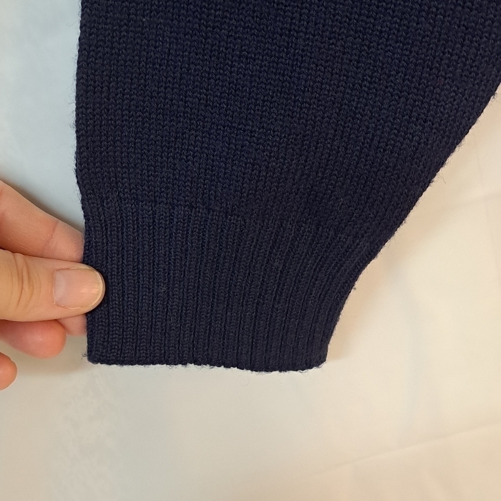 Vintage Stephanie by Suzelle Women's Wool Blend Ribbed Front Navy Blue Sweater S - Picture 4 of 11